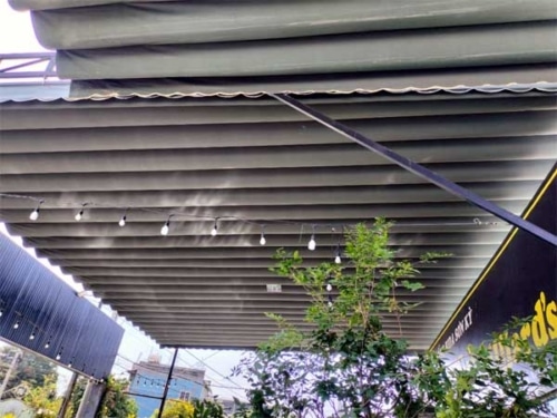 Thiết kế mái xếp lượng sóng ngoài trời